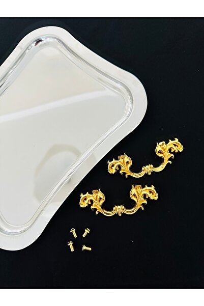 Melinda home Stainless Steel Rectangular Removable Handle Detailed Tea, Coffee, Treat Serving Presentation Tray (21X26Cm)