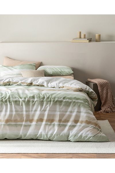 Madame Coco Leda Double 100 % Baumwolle Ranforce bedrucktes Bettbezug-Set – Khaki