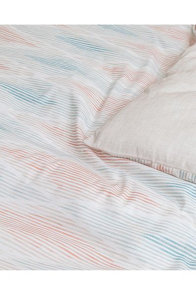 Madame Coco Faya Bettwäsche-Set, 100 % Baumwolle, Ranforce-Print, Doppelbett, Beige