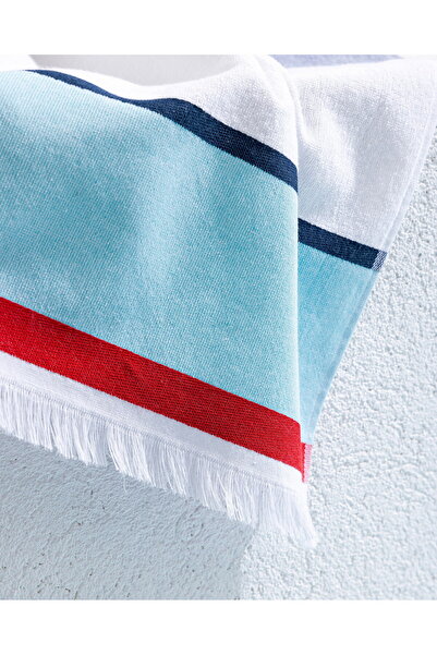 Madame Coco Ella Strandtuch, 100 % Baumwolle, Türkis/Rot, 70 x 150 cm