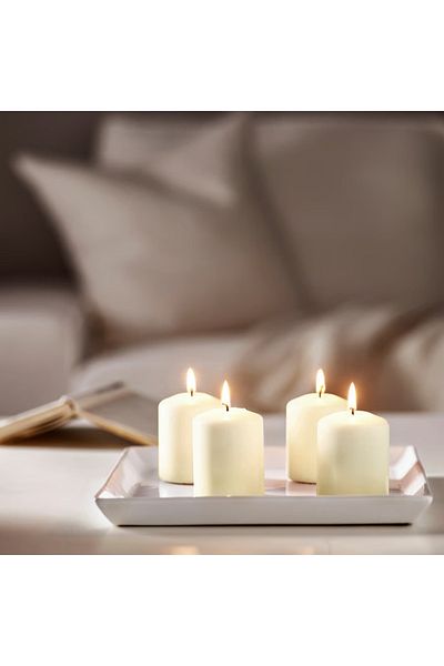 IKEA Hemsjö White Pillar Candles – 8-pack (2 SETS) Unscented, Long-lasting, Drip-free Candles