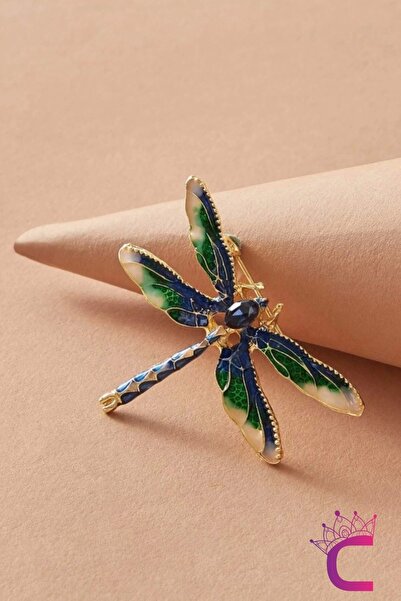 Cinderella Zarif Rhinestone Taşlı Tasarım Yusufçuk Broş - Hediyelik Çanta Elbise Ceket Yaka İğnesi Broş