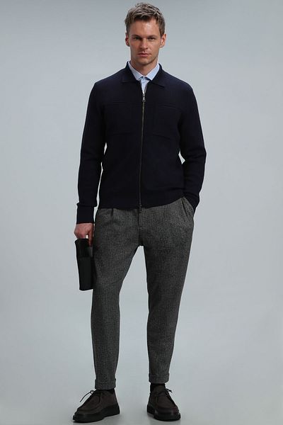 Lufian Noble Men's Cardigan Navy Blue