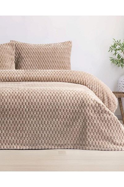 Merinos 3 Piece Double Blanket Set, 220X240 Mink with Box
