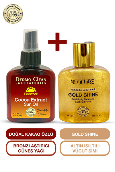 NeoCure DERMO CLEAN KAKAO ÖZLÜ BRONZLAŞTIRICI GÜNEŞ YAĞI 100 ML + NEOCURE GOL...