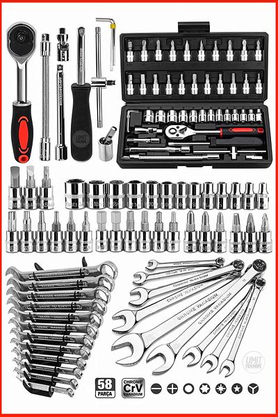 rigour 58 Piece 46mini Socket Set with Automatic Ratchet 1/4" 12 Piece Combined Open Mouth-Star Wrench Set