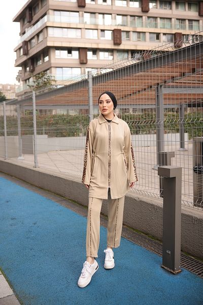 Wovi Moda Γυναικείο Σετ Φούτερ Hijab Διπλό με φερμουάρ - Παντελόνι Τουνίκ