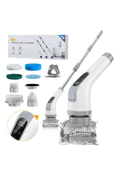 Choice Gray Cordless Electric Cleaning Brush 7-in-1 Bathroom Window Electric Spin Cleaner Kitchen Toilet A