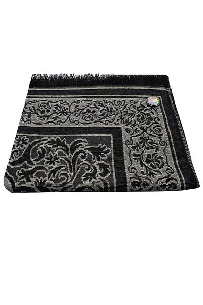 BAYSEM Black Prayer Rug with Compass Showing the Qibla