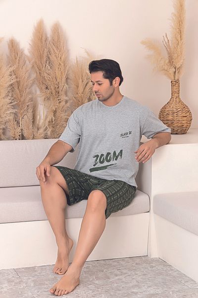 Sude HOMEWEAR Men's Patterned Short Sleeve Pajama Set
