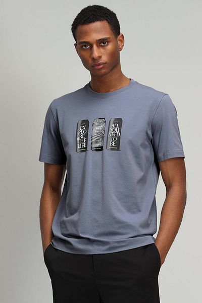 Lufian Christ Modern Graphic T-shirt Σκούρο Γκρι