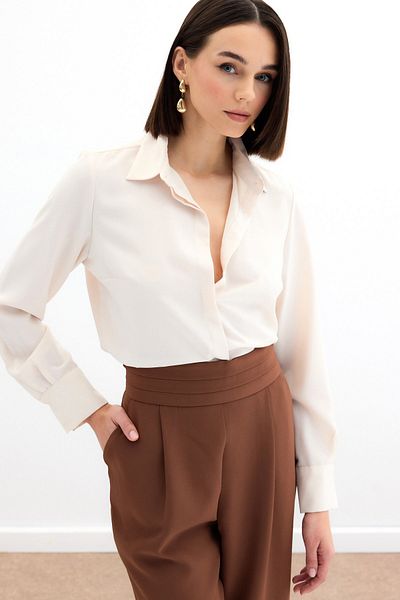 Sateen Cămașă clasică uni - Bej
