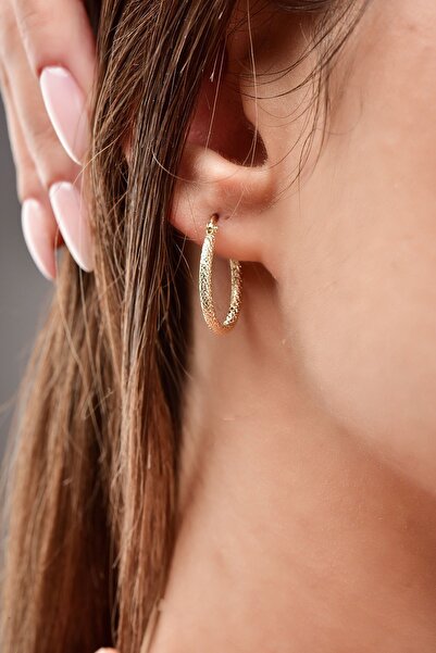 Altınaşkı Simli Halka Altın Küpe