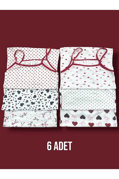 Erdenay Tekstil Mixed Patterned Girls' Undershirt Pack of 6