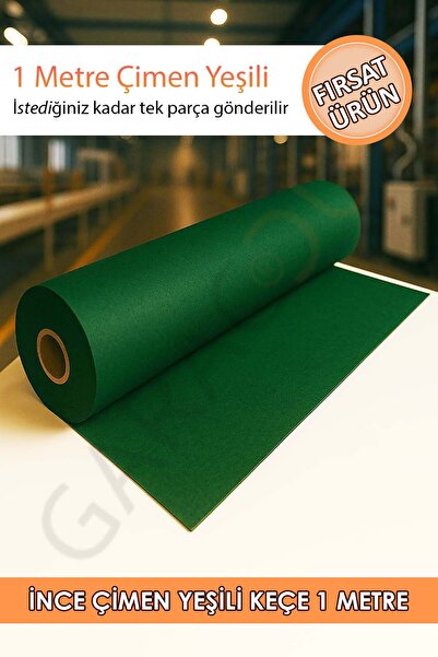 garaccu Metrelik Ince Keçe Kumaş 1 Mm Çimen Yeşili - 1 Metre (100X100 CM), Ye...