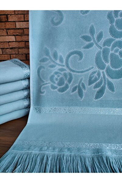 sarra 2'Lİ SARRA ETAMİN SAÇAKLI HAVLU SETİ (30x50-50x90 cm) - PETROL MAVİSİ