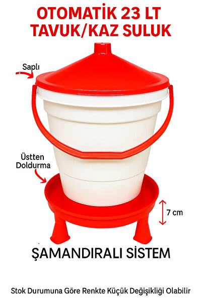 LİDER KÜMES EKİPMANLARI Otomatik 23 Litre Kova Şamandıralı Ayaklı Tavuk-kaz Suluk (ÜSTTEN DOLUM)