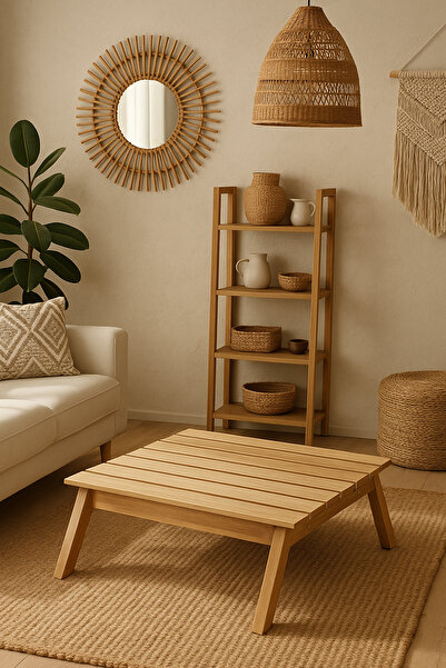 Zem Favela Bohem Sehpa, Natürel Ahşap