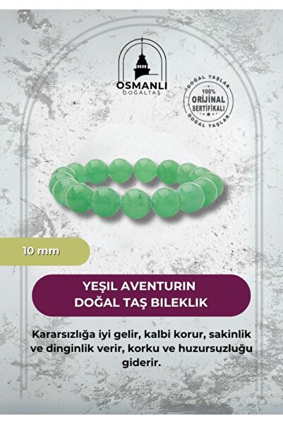 OSMANLI DOĞAL TAŞ سوار افينتورين أخضر 10 ملم من الحجر الطبيعي