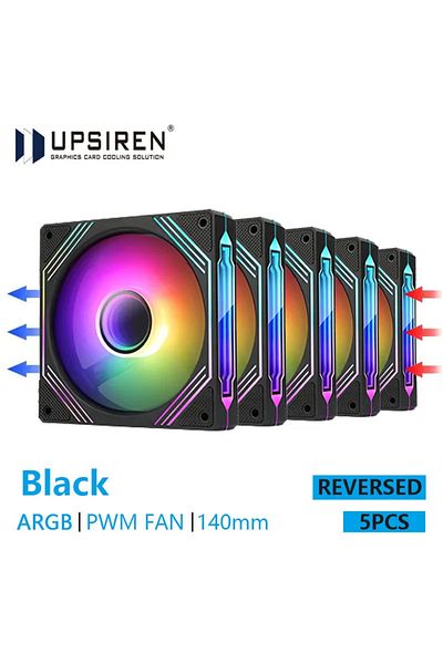 Choice مروحة هيكل كمبيوتر Upsiren Pf-14 Prism 4pro مقاس 140 مم Argb 4 Pin Pwm Quie معكوسة من A-rgb Other Bk 5 قطع