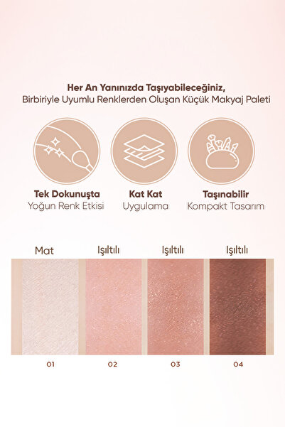 Missha Yoğun Pigmentli Mat ve Işıltılı Tonlar Barındıran 4'lü Far Paleti Day Vibe Palette (#4 Prima Pink)