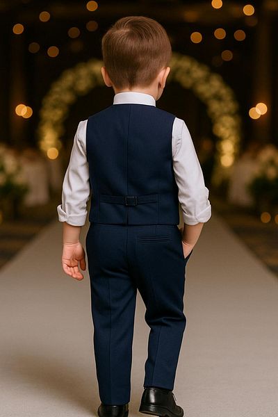 Terry Knitted Model Suit Men with Vest / Vest Suit with Bow Tie / Shirt-Vest-Pants Suit