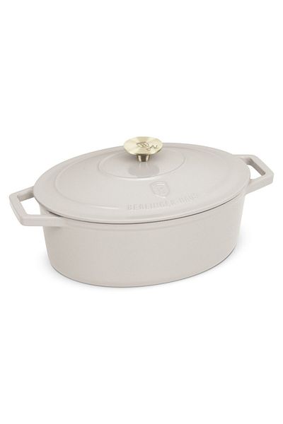 Berlinger Haus Oval Enameled Cast Iron Pot With Lid 30 Cm 4.65l Sahara Bh 6540, Cream