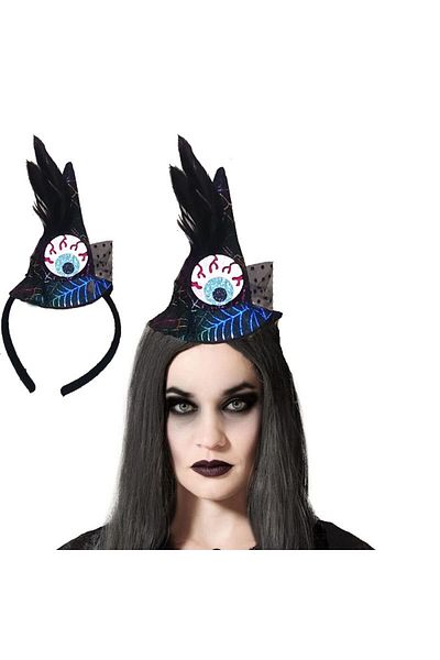 partidolu Halloween Hologram Print Καπέλο μάγισσας με τούλι με γούνινο καπέλο 1 τεμάχιο πολύχρωμο