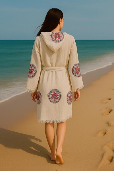 Batu Tasarım Mandala Patterned Cotton Muslin Printed Bathrobe Kimono