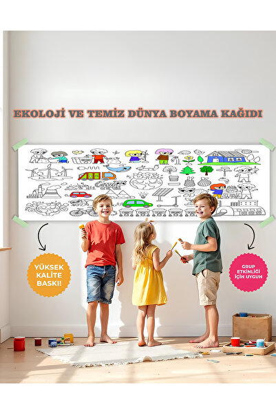 woodhomeworks Ekoloji Ve Dünyamız Temalı Dev Boyama Kağıdı 2,5 Metre Rulo Boy...
