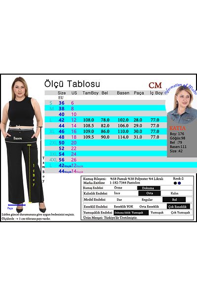 EXİTLİNE Women's Rubber Belted Stoned Summer Black Trousers