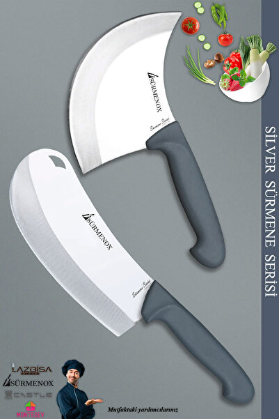 SÜRMENOX Sürmene Silver Serisi Gri Sap Mutfak Bıçak Börek Bıçağı Pizza Pide Bıçağı 2 Li Set ( Srm-03 )