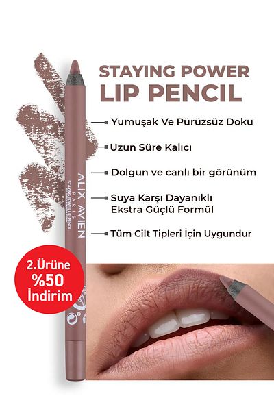 Alix Avien Waterproof Long Lasting Soft Lip Liner - Staying Power Lip Pencil 64 Brownish Pink