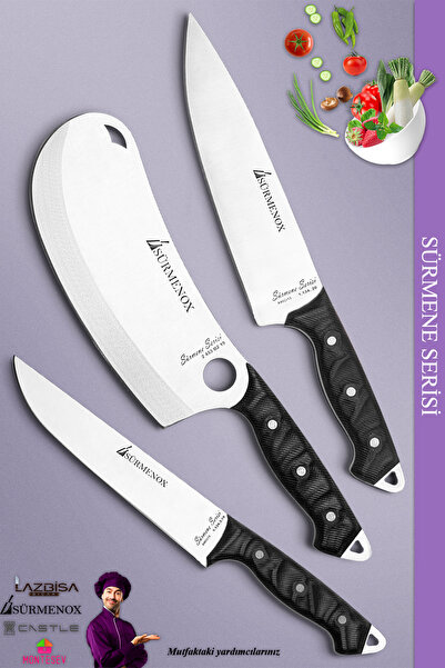 SÜRMENOX Sürmene Serisi Mutfak Şef Bıçak Seti Et Ekmek Sebze Börek Pizza Şef ...