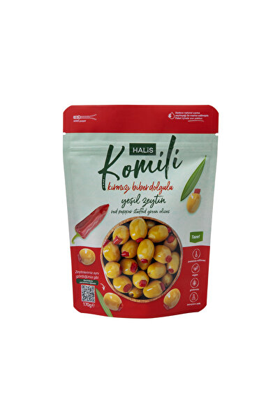 Komili Kırmızı Biber Dolgulu Yeşil Zeytin 170 G