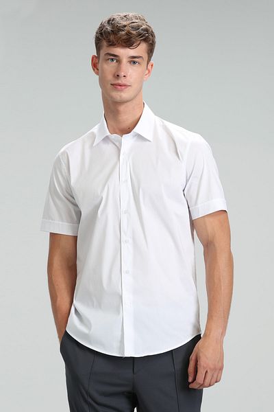 Lufian Cămașă inteligentă pentru bărbați Arus Slim Fit, albă