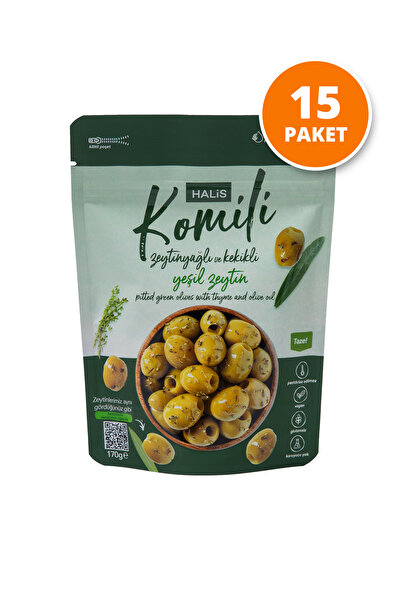 Komili Çekirdeksiz Zeytinyağlı Ve Kekikli Yeşil Zeytin 15x170g