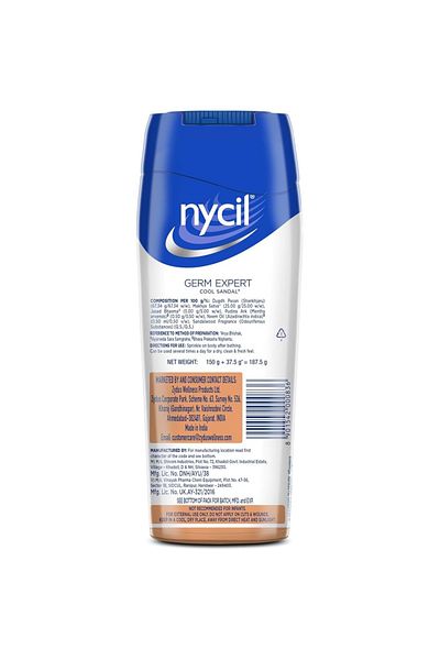NYCIL Germ Expert Cool Sandal Prickly Heat Powder -187.5 Grams - Pack Of 5
