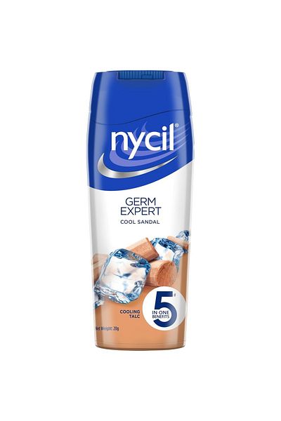 NYCIL Germ Expert Cool Sandal Prickly Heat Powder -187.5 Grams - Pack Of 5