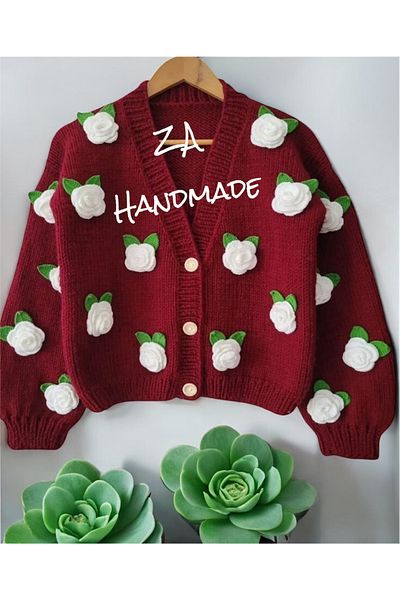 Butik Za Handmade Cardigan with Roses