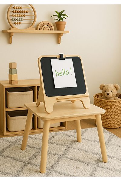 HOMİNG Natural Wooden Chalkboard for Homing Kids Montessori 241851