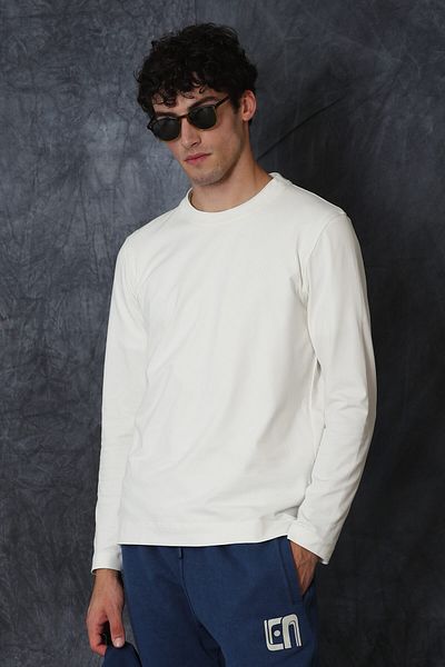 Lufian Tricou cu mânecă lungă pentru bărbați Blend, alb