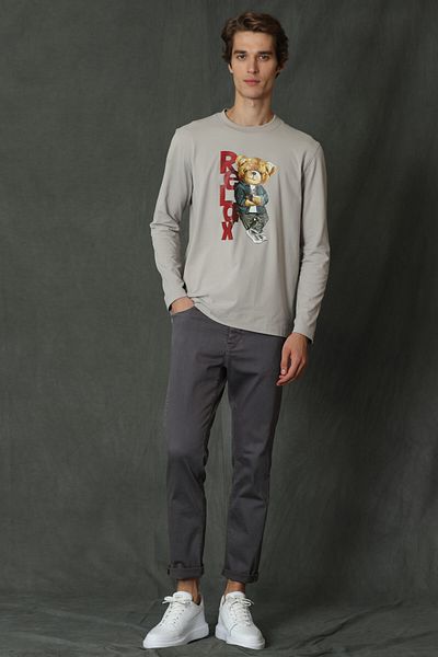 Lufian Dominic Men's Long Sleeve T-Shirt Beige