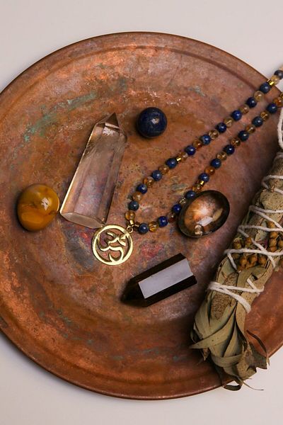 Orenda Design Abundance-Abundance and Balance - Om(Aum) – Citrine – Lapis Lazuli Natural Stone Necklace