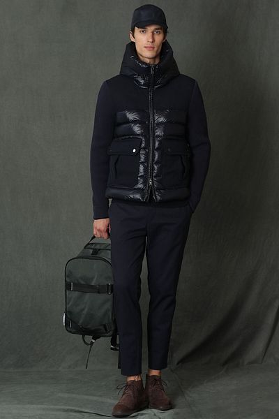 Lufian Ανδρικό παλτό Lorenzo Goose Feather Navy Blue