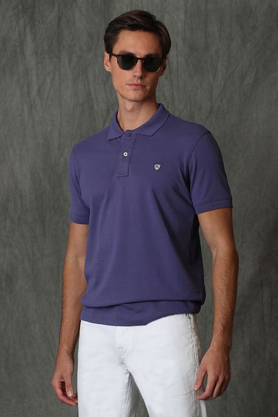 Lufian Μωβ ανδρικό μπλουζάκι Laon Sports Polo Neck