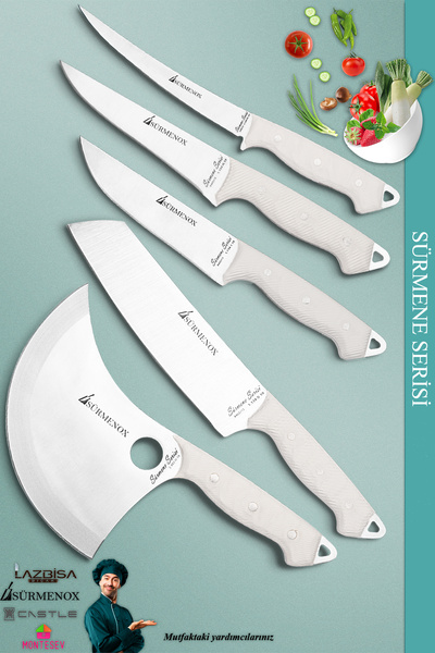 SÜRMENOX Sürmene Serisi Mutfak Bıçak Seti Et Sebze Börek Fileto Bıçağı 5 Parç...