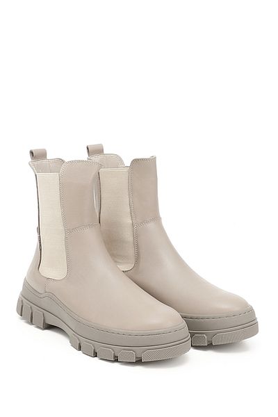 GÖNDERİ(R) Women / Girls Beige Rubber Sole Genuine Leather Chelsea Boots