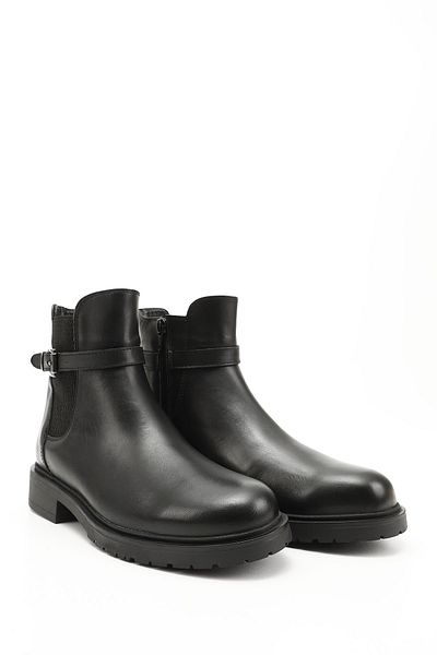 GÖNDERİ(R) Women / Girls Black Buckle Genuine Leather Chelsea Boots