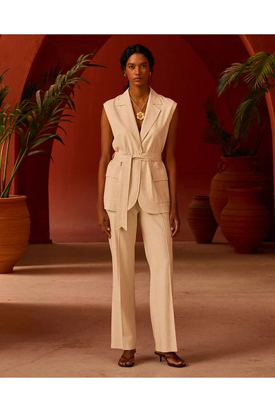 SEÇİL Wide Leg Linen Trousers